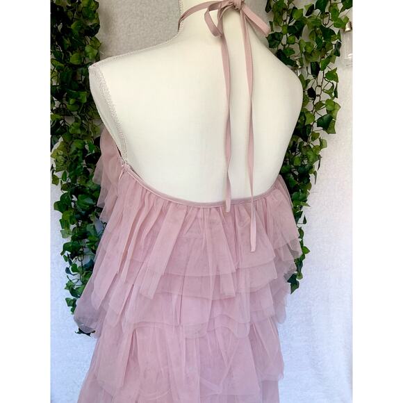 Lovely Day Pink High Neck Layered Mini Dress MSRP:$121 SZ Medium - Picture 8 of 11